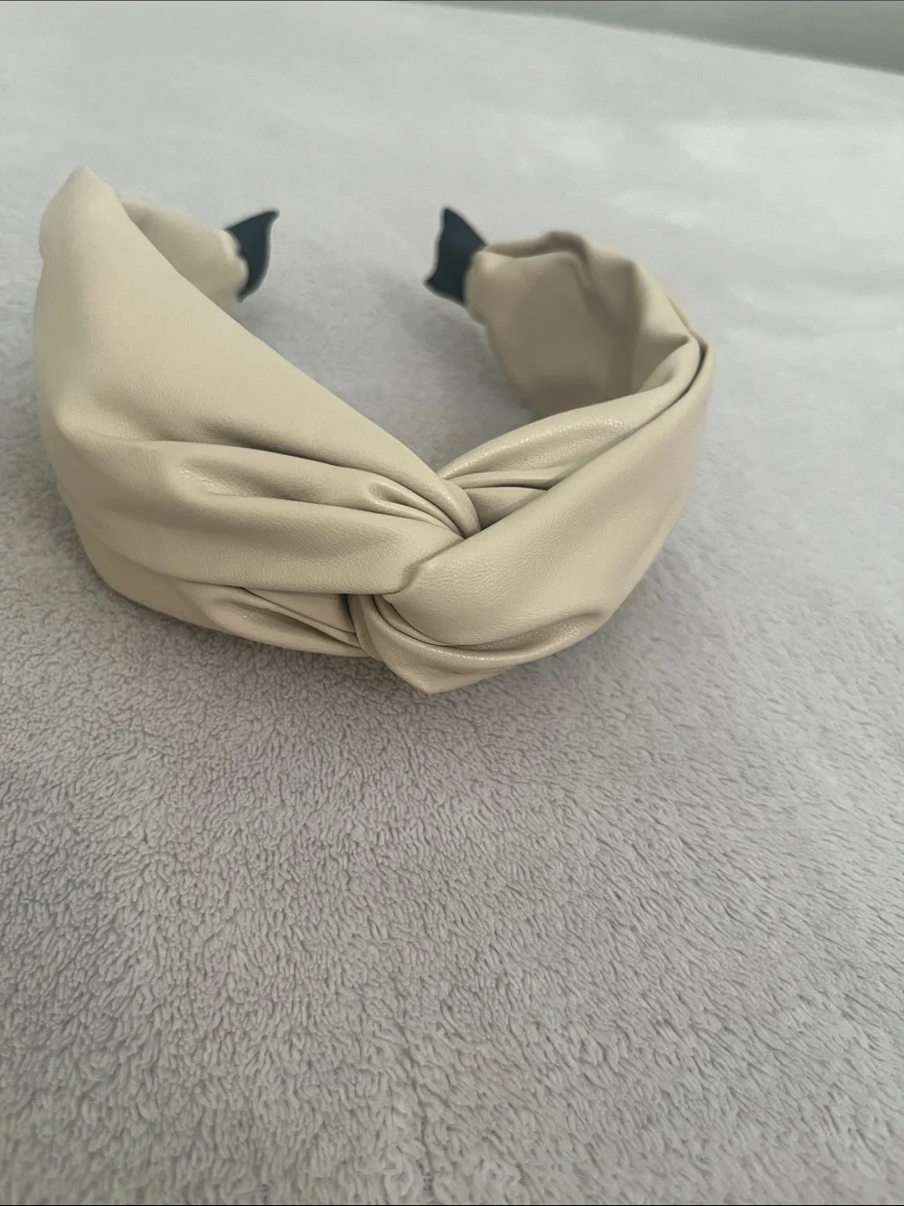 Cream Pearl Trim and Beige Knot Headband Set